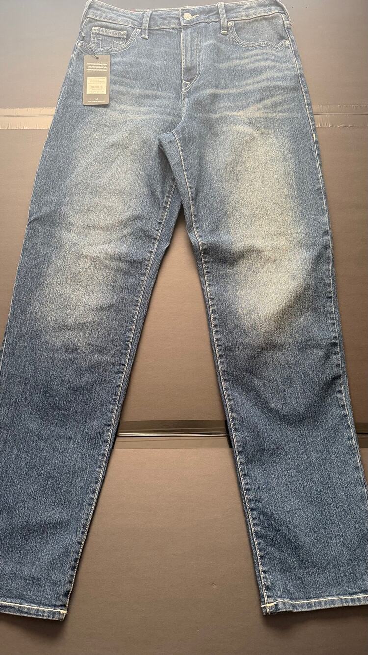 True Religion Sarah High Rise Straight Jeans Womens 30 Dk Fir Balsam NWT 600600